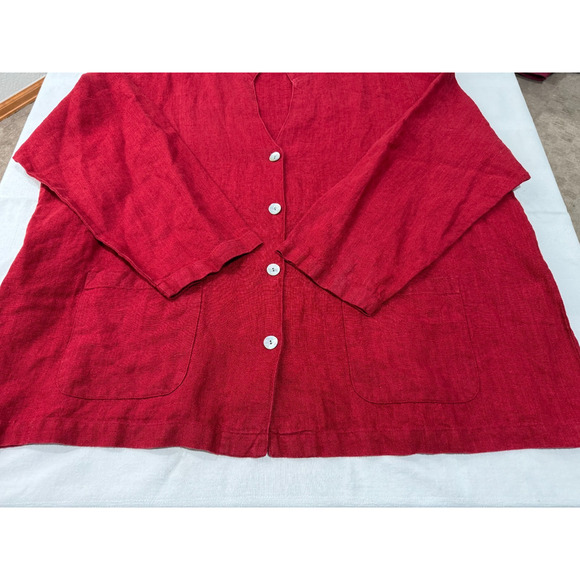 Isabella Bird 100% Linen Garnet Red Blazer Jacket Sz 3X Button Up Womens Plus - Picture 4 of 7